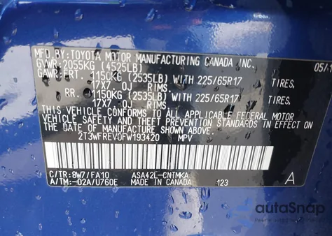 2015 Toyota Rav4 Xle z USA, uszkodzony, nr VIN 2T3WFREV0FW193420